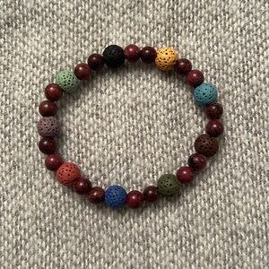 Porous Lava Stone and Rosewood Bracelet